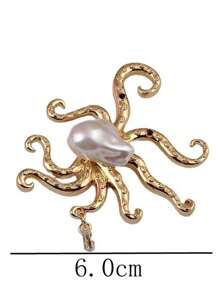 1 Broche personalizado de perla barroca grande con diseño de pulpo tropical y pasador de alta calidad para abrigo, accesorio para abrigo