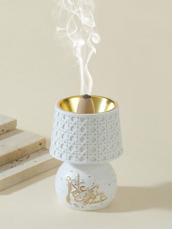 1pc Themed Cute White Table Lamp Shape Incense Burner, Decorative Incense Diffuser, Small Gift, Home Decor, Bedroom, Yoga Studio, Camping, Garden, Classic Candlelight Dinner, Decoration E-I-D