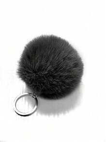 1 pièce Porte-clés boule de fourrure avec décoration de voiture noire créative pour sacs et accessoires de voiture d'utilisation quotidienne, charm de sac à dos pour l'école