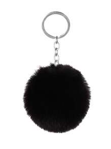 1 pièce Porte-clés boule de fourrure avec décoration de voiture noire créative pour sacs et accessoires de voiture d'utilisation quotidienne, charm de sac à dos pour l'école