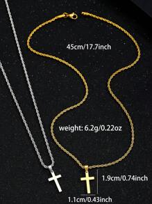 1pc Punk Hip Hop Cross Pendant Stainless Steel Rope Chain Necklace For Boys Cool Street Jewelry For Children Christmas Party Decoration Gift