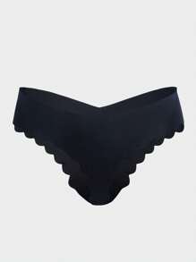 5 قطع/عبوة سراويل داخلية خفيفة بدون غرز للنساء، ذات خصر منخفض أسود ناعم حريري غير مرئي مع حافة مكسرة، سراويل داخلية أساسية من الساتان الجذاب، سلسلة رفيعة قابلة للتنفس - الأسود - مشاهدة 6