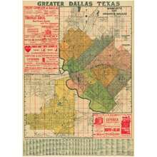 Vintage Imagery Old Dallas Texas Map Vintage Historical Map Antique Restoration Hardware Style Map Of Dallas Texas Wall Map Texas Map - 彩色 - 查看 2
