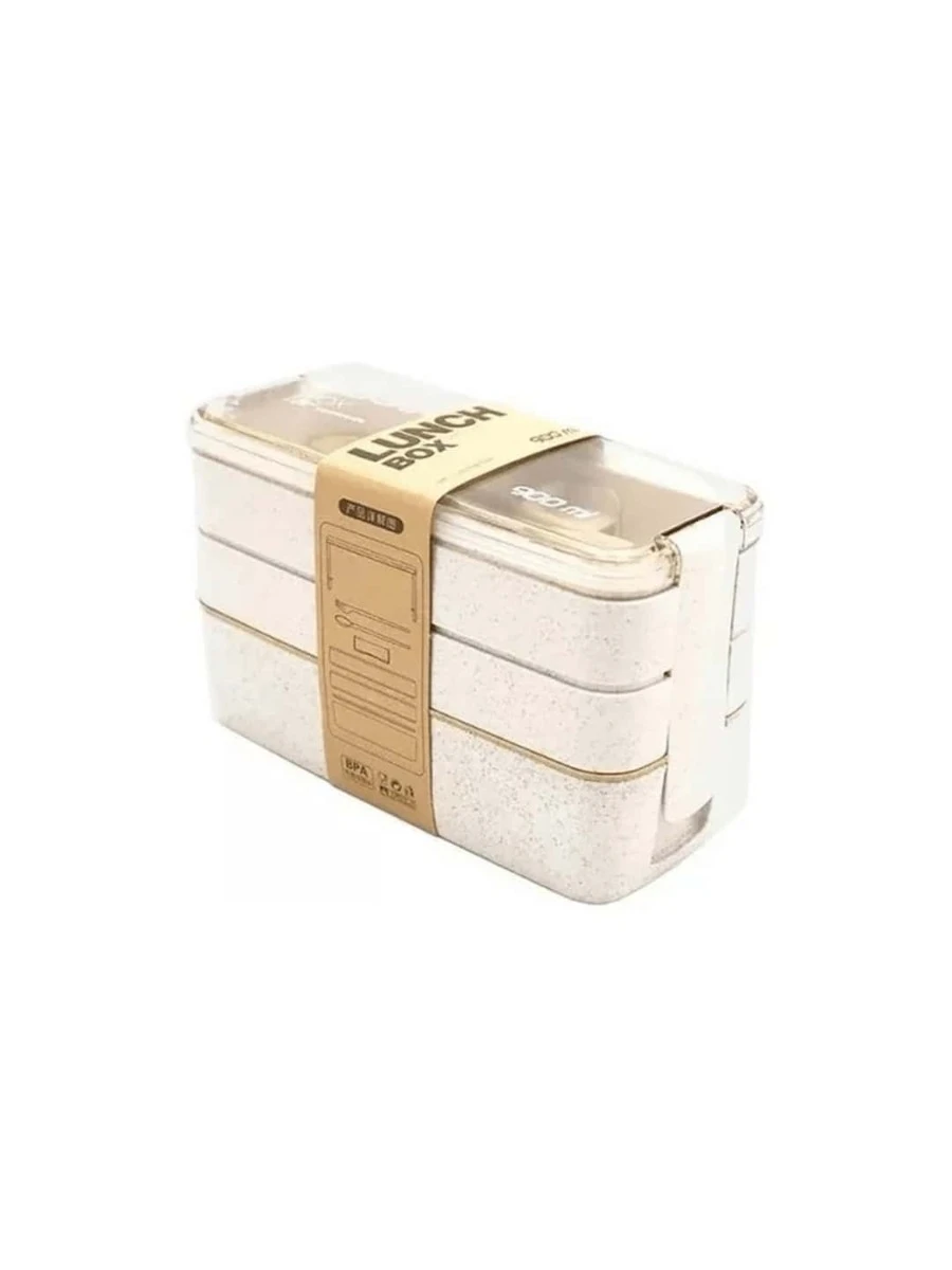 Toppers Lunch box fiambrera 900ml 3 pisos desmontables con cubiertos - Blanco - Ver 1