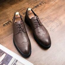 Giày tây nam mới, giày Oxford Brogue buộc dây cổ thấp, giày thường ngày đế dày chống trượt thoải mái cho công việc, tiệc trang trọng, đám cưới, đi làm, giày của người nổi tiếng trên Internet - màu nâu - Xem 5