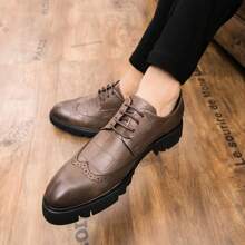 Giày tây nam mới, giày Oxford Brogue buộc dây cổ thấp, giày thường ngày đế dày chống trượt thoải mái cho công việc, tiệc trang trọng, đám cưới, đi làm, giày của người nổi tiếng trên Internet - màu nâu - Xem 3