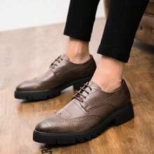 Giày tây nam mới, giày Oxford Brogue buộc dây cổ thấp, giày thường ngày đế dày chống trượt thoải mái cho công việc, tiệc trang trọng, đám cưới, đi làm, giày của người nổi tiếng trên Internet - màu nâu - Xem 2