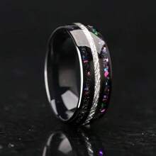 A Black Stainless Steel Ring Set With Sparkling Stars, Suitable For Daily Wear And A Fashionable Accessory For Both Men And Women, Suitable For All Seasons