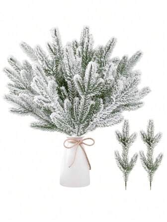 20st/10st-Konstgjord jul tallbarrtillbehör Tre-utvidd tallbarr Julgran Gör-det-själv-hemträdgårdsdekoration, Snowflake Tre-utvid tallnål, Juldekoration, Julgransdekoration Hänge, Hemdekoration,Snöfrostade konstgjorda tallgrenar Christmas Cederdo Greeneedles P Sprayval för DIY Crafts Krans Krans Juldekoration Hem Semesterdekoration