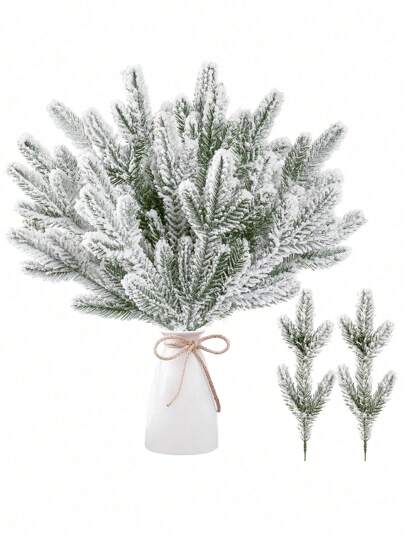 20 Stück/10 Stück - Künstliche Weihnachts-Kiefernnadel-Accessoires, Dreizackige Kiefernnadeln für Weihnachtsbaum DIY Heim- und Gartendekoration, Schneeflocken-Dreizacknadeln, Weihnachtsdekoration, Weihnachtsbaum-Dekoanhänger, Heimdekoration, schneebedeckte künstliche Kiefernzweige Weihnachts-Zedernnadeln, pseudo-grüne Kiefernsprays für DIY Basteleien, Kränze, Weihnachtsdekoration, Feiertagsdekoration Zuhause
