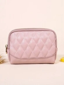 时尚几何图案双拉链化妆包圣诞礼物感恩节礼物 Y2K 粉色女士礼物钱包迷你钱包钱包零钱包 - 粉色 - 查看 3