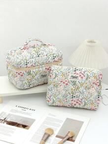 1 Pieza/Set de Neceser de Maquillaje Acolchado con Diseño de Conejo Beige Lindo, Patrón de Lazo de Dibujos Animados y Cerezas. Bolso de Maquillaje de Viaje, Multifuncional, de Mano, Portátil para Artículos de Tocador. Diseño de Cremallera de Gran Apertura, Adecuado para Cosméticos, Lápiz Labial, Joyas, Pañuelos, Toallas Sanitarias, Apto como Regalo para Mujeres, Viajeras, Dormitorios y Útiles Escolares para Niñas. Esenciales de Viaje, Neceser de Maquillaje, Esenciales de Vacaciones, Bolsa de Maquillaje, Organizador de Maquillaje, Organizador de Maquillaje de Invierno, Almacenamiento de Maquillaje, Útiles Escolares