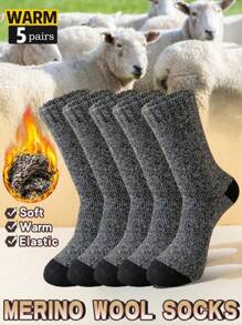 5pcs/1 Upgraded Set Thick, Warm, Breathable & Odor-Resistant Crew Socks For Men & Women, Comfortable For Daily Life, Sports & Extreme Cold Weather