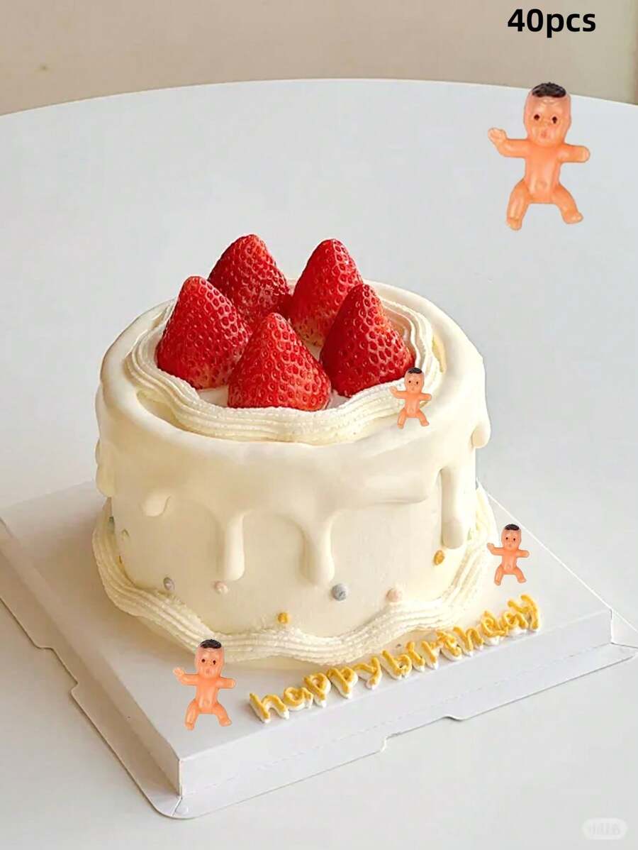 40 món đồ trang trí bánh hình búp bê thiên thần Cupid, đồ trang trí bánh hình búp bê góc nhỏ dễ thương, dụng cụ trang trí bánh tự làm có thể tái sử dụng. - màu latin - Xem 1