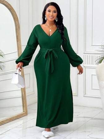 BIUBIU 女士大码通勤、休闲、连衣裙，适合日常外出，绿色节日装饰的关键单品