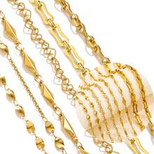 1m Stainless Steel Chain Accessories Stainless Steel Three-Dimensional Diamond Chain Leaf Chain Double Ring Love Chain Electroplated 18K Gold Bone Chain Chain Non-Fading Chain DIY Jewelry Accessories - Chain - View 7