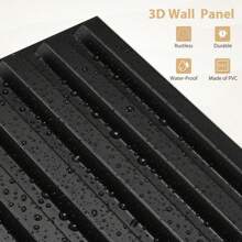 Aadesh 3D Wall Panel For Interior Wall Decoration, Made Of Lightweight PVC Material, Waterproof, Oil Resistant, Flame Retardant, Fluted Stripe Textured Pattern Design Wall Panel For Living Room, Lobby, Bedroom, Hotel, Office, Black/White, 11.81 Inches X 11.81 Inches (Includes Tape For Installation).
