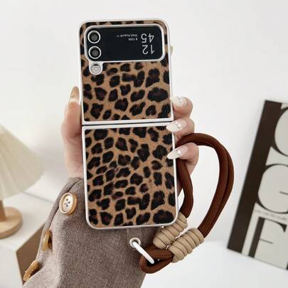 New Fashionable Leopard Print Folding Phone Case For Samsung Galaxy Z Flip3 5GGalaxy Z Flip 4 5GGalaxy Z Flip 5 5GGalaxy Z Flip 6 5GGalaxy Z Flip
