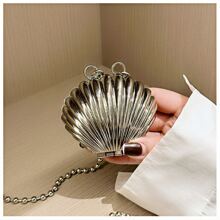 Women's Mini Bag Shell Metal Chain Bag For Party Wedding - Plateado - Ver 1