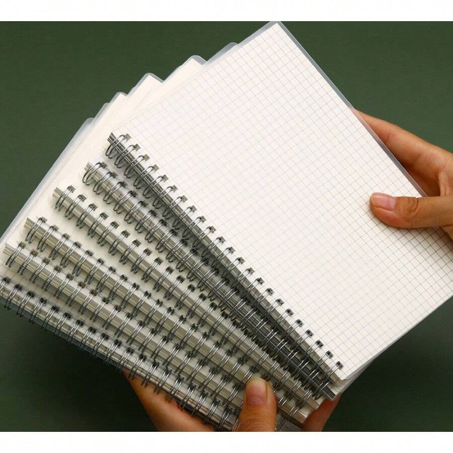 6 cái/bộ Sổ tay cuộn có bìa PP, lưới kẻ ngang bên trong, bìa cứng xoắn ốc, chống thấm nước cho học sinh hoặc văn phòng phẩm sổ tay kinh doanh - Nhiều màu - Xem 1