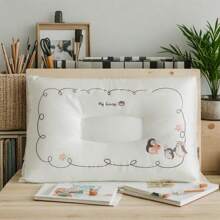 1pc 小企鹅图案枕头，可爱甜美温暖的聚酯纤维长方形枕头，分体式枕芯柔软舒适，保护颈部，帮助睡眠。枕芯吸湿透气，适用于客厅、卧室、酒店、家庭、旅行、居家床上用品的必备品 - 白色 - 查看 2