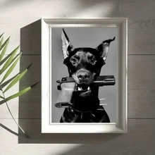 1pc/Set Black Dog Canvas Painting, Living Room Bedroom Canvas Decorative Painting,Wall Arts, Posters Light Luxury Living Room Background Wall Painting Studio Hallway Art No Frame Included - Black - View 3