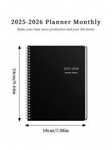 Kế hoạch hàng tháng Danh sách việc cần làm 2025-2026 Nhật ký theo dõi thói quen Văn phòng tại nhà Kế hoạch hàng ngày Kế hoạch hàng tháng Sổ tay cuộn xoắn ốc này - màu đen - Xem 6