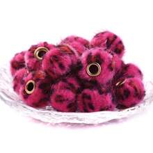 20pcs Leopard Plush Fabric Covered Large Hole Beads, Spacer Beads For DIY Phone Straps, Pen Beads, Autumn/Winter - Multicolor - View 13