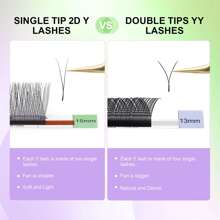 12 linee NAGARAKU 2DW Estensioni di ciglie finte, naturali, morbide, leggere, di alta qualità, tessute a mano, a forma di Y e 2D, gruppi di ciglie finte per il trucco, grappoli di ciglie, ciglie singole, ciglie, ciglie finte - D - Visualizzare 6