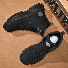 Boots Men's Shoes 2024 New High Help Work Shoes Anti-Slip Wear Thick Soled Casual Shoes Fashion Men With All Fashion Shoes - 黑色 - 查看 2