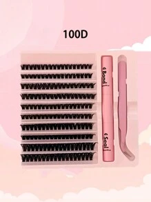 30/40/50/60/80/100D 8-16 mm D Curl Kit de extensión de pestañas con unión de pestañas y pegamento de sellado, grupos de pestañas, herramientas de maquillaje, kit de extensión de pestañas DIY para pegar pestañas,pestañas pestans extensiones de pestañas