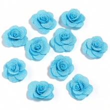 10 件/包面料珍珠亚麻闪亮玫瑰花装饰配件，手工制作 DIY 胸针、发夹、耳环、服装、鞋子、包包、婚礼、节日、派对花卉装饰 - 彩色 - 查看 23