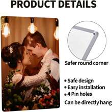 1pc Customized Metal Tin Plate, Personalized Hanging Decor, Customize Your Photo, Share Your Favorite Memories And Precious Moments, Perfect Gift For Friends And Family, Wall Art, Home Decor, Suitable For Home, Bar, Cafe, Office And Classroom, Multipurpose Poster Plaque - Suitable For Halloween, Mother's Day, Thanksgiving, Christmas, Easter, Wedding, Valentine's Day - Multicolor - View 4