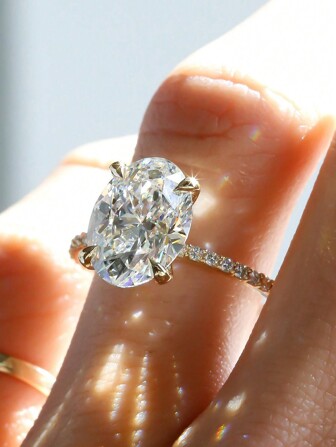 1 件 925 纯银 1ct-4.5ct 椭圆形切割大方晶锆石女士结婚戒指订婚新娘派对戒指，精美珠宝礼物