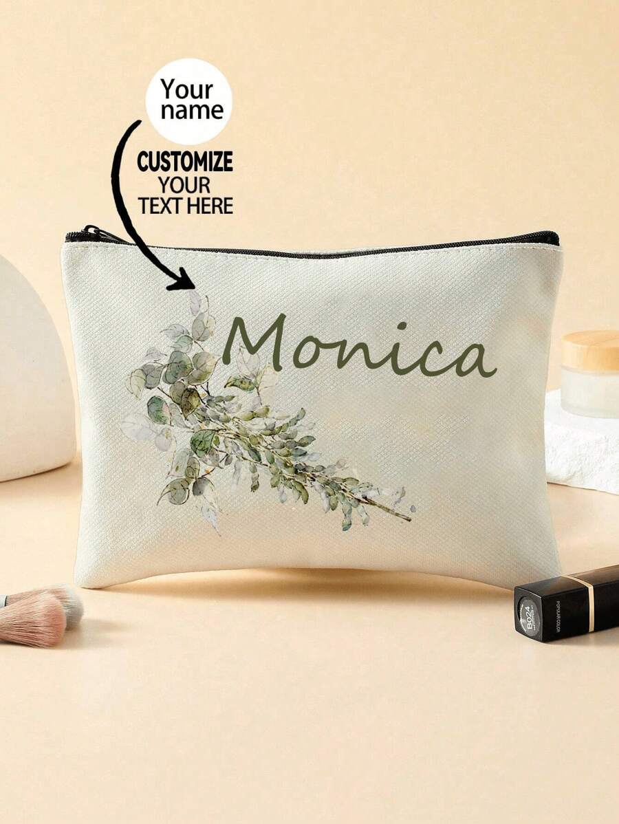 New Cosmetic Bags, Custom Text Cosmetic Bags, Can Be Customized To Your Unique Design, Lightweight Canvas Zip Cosmetic Bags Are Also Great For Buying Coin Purses, Pencil Cases, Perfect For Shopping, Dating, Vacation, Travel, Festivals, Parties, Or As Gifts, Makeup Bag, Travel Accessories,Summer Outing Items