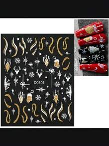 6 tờ nhãn dán nghệ thuật móng tay Giáng sinh lấp lánh 3D tự dán Người tuyết vàng ngày lễ Bông tuyết Phụ kiện làm móng mùa đông Thiết kế nghệ thuật móng tay Phụ kiện trang trí - Nhiều màu - Xem 7