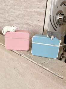 Cute Cartoon 3D Cat Headphone Case Compatible With Airpods 1 2 3 Pro 2 Stylish Litchi Pattern Protective Back Cover