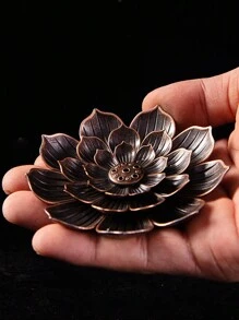 1 Stück, Lotus Räucherstäbchenhalter, Räucherbasis, Aromaascheauffangschale, Messing Räucherstäbchenhalter mit 6 Löchern und abnehmbarer Aschenbecher für Büro, Zuhause, Schlafzimmer, Yoga Raum und Teeraum. Rama Dekoration Rama