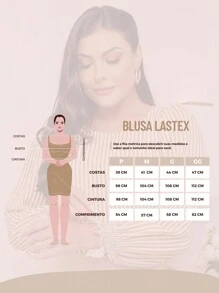 Women's Long Sleeve Lastex Striped Classic Social Blouse - Màu be - Xem 5