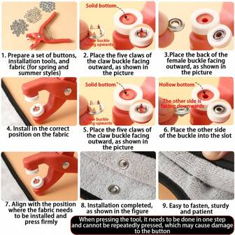 200 Sets Metal Snap Button Kit For Sewing, With Manual Pliers And Storage Box, Used For Diy Crafts, Clothing, Hats, Bags