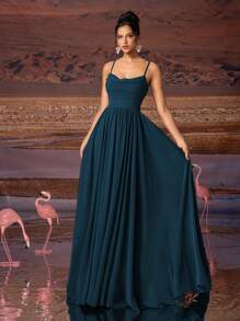 Đầm maxi chiffon màu xanh công thanh lịch, dáng suông, dây mảnh của AOSHABABI, phù hợp cho mọi dịp trang trọng, dạ hội, đám cưới, lễ hội âm nhạc, tiệc tùng, dạ hội tốt nghiệp, tiệc cocktail, hẹn hò, kỳ nghỉ và làm đầm phù dâu, đầm dự tiệc, đầm dạ hội, đầm dạ hội mùa xuân. - Màu xanh ngọc - Xem 6