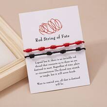 2pcs New Year & Christmas Couples/Friends Lucky Red Braided Adjustable Bracelet Set