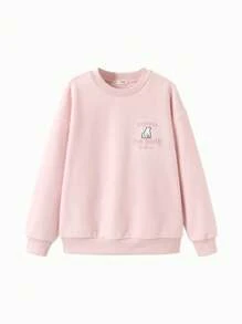 Balabala 少女字母刺绣套头衫，2024秋冬季 - 粉紅 - 查看 4