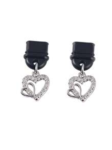 1pc Fashionable Luxury Heart-Shaped Phone Dust Plug, Suitable For Android Type-C And Compatible With IPhone Lightning Interface - Multicolor - View 5