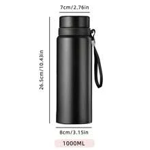 1L Thermal Water Bottle Keep Cold and Hot Water Bottle  for Water Tea Coffee Vacuum Flasks Stainless Steel  Bottle - Black - View 8