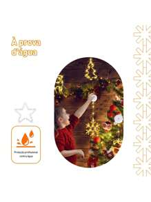 Christmas Twinkle Lights Cascade 100 LED Curtain Bivolt Clothesline 8 Functions Decoration Star Moon Home - Trắng ấm - Xem 10