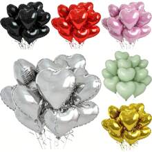 10个10/18英寸心形铝膜气球套装适用于派对装饰房间装饰婚礼装饰情人节装饰气球 - 彩色 - 查看 2