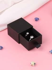 1pc/2pcs/3pcs/5pcs/10pcs Vintage High-Grade Earring Jewelry Box Set, Genuine Leather Drawer Engagement Rings Box, Simple Design Earring Storage Box, Valentine's Day Gift - Black - View 1