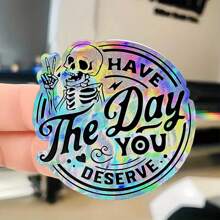 1/3pcs Karma Vinyl Sticker, Have The Day You Deserve, Skeleton, Halloween Stickers, Water Bottle Stickers, Phone Case Stickers,Self-Adhesive, Single Use, Fade-Resistant, Perfect For Laptops, Water Bottles - Multicolor - View 11