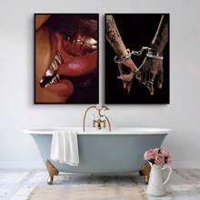 1 pieza Póster de pareja negra sin marco, impresión en lienzo de amor afroamericano, decoración del Día de San Valentín, arte de pared romántico en lienzo, pintura artística para regalo, para un regalo perfecto de inauguración de la casa para recién casados, esposa, boda o aniversario, regalos del Día de San Valentín, cumpleaños, graduación